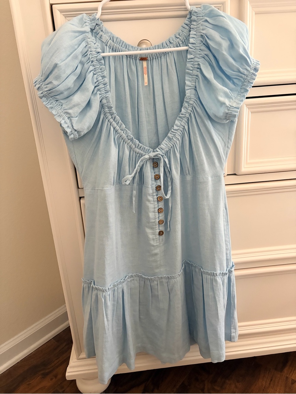 Free People Perri Linen Drop Waist Mini Dress